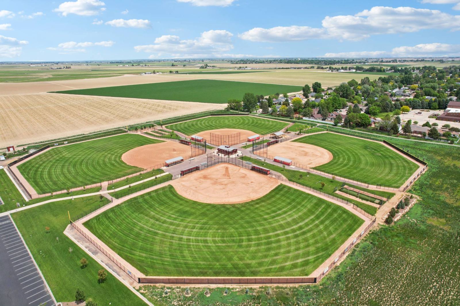 Ballfields meeting farmland — Eaton in one frame