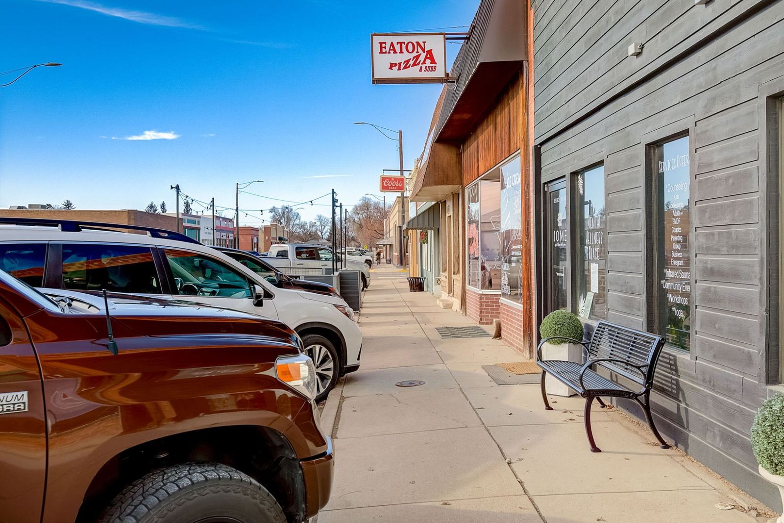 Downtown Eaton — pizza, ice cream, and the shops along the main blocks