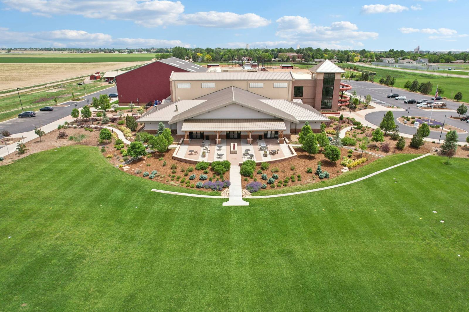 The community center's great lawn