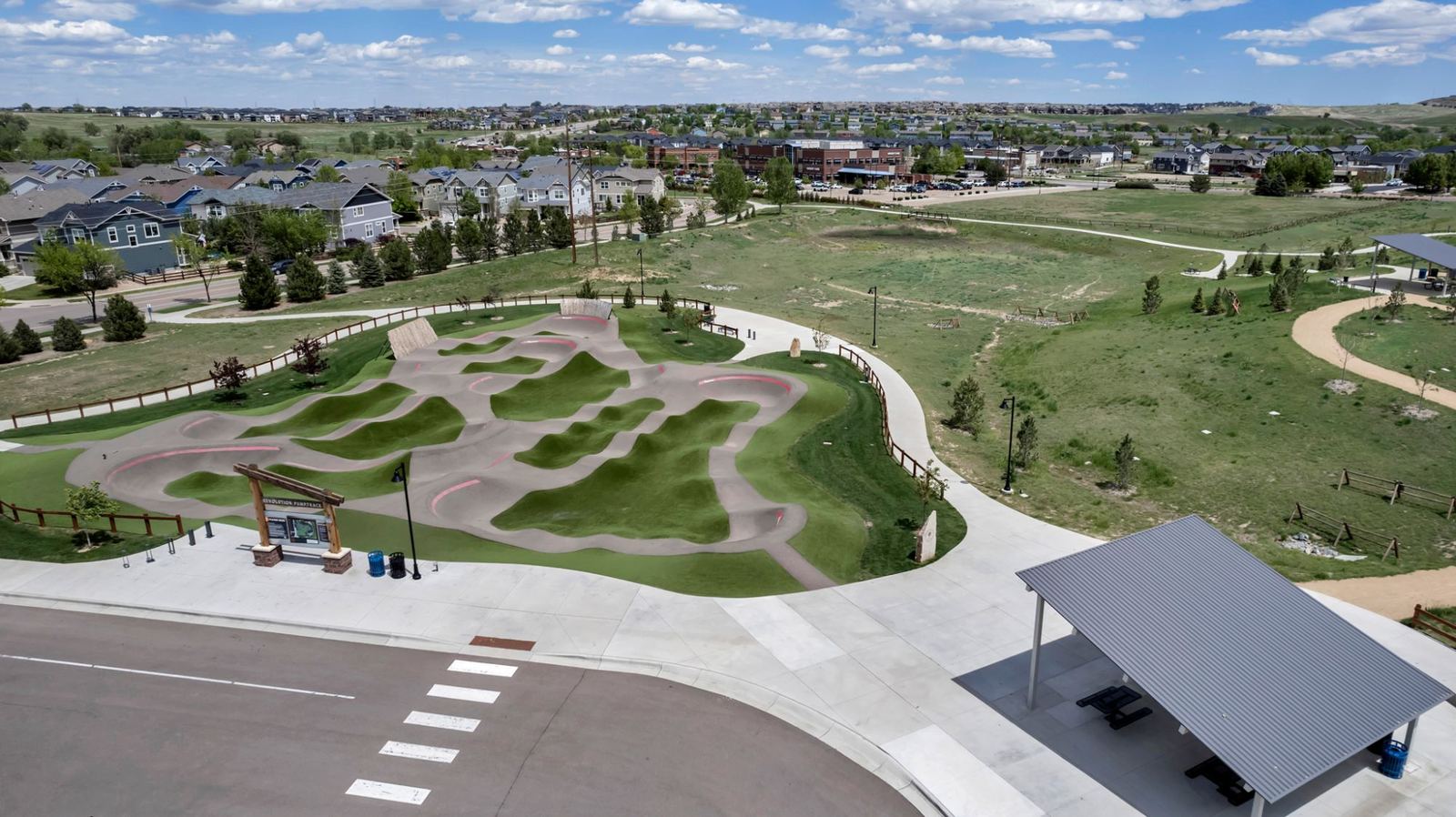 The Revolution Pumptrack, one of Colliers Hill's neighborhood amenities