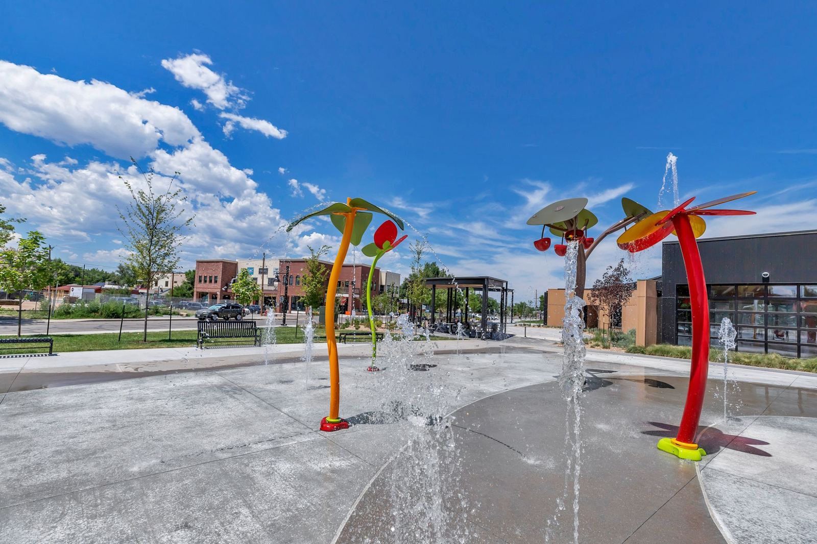 The splash pad on a summer afternoon in Erie