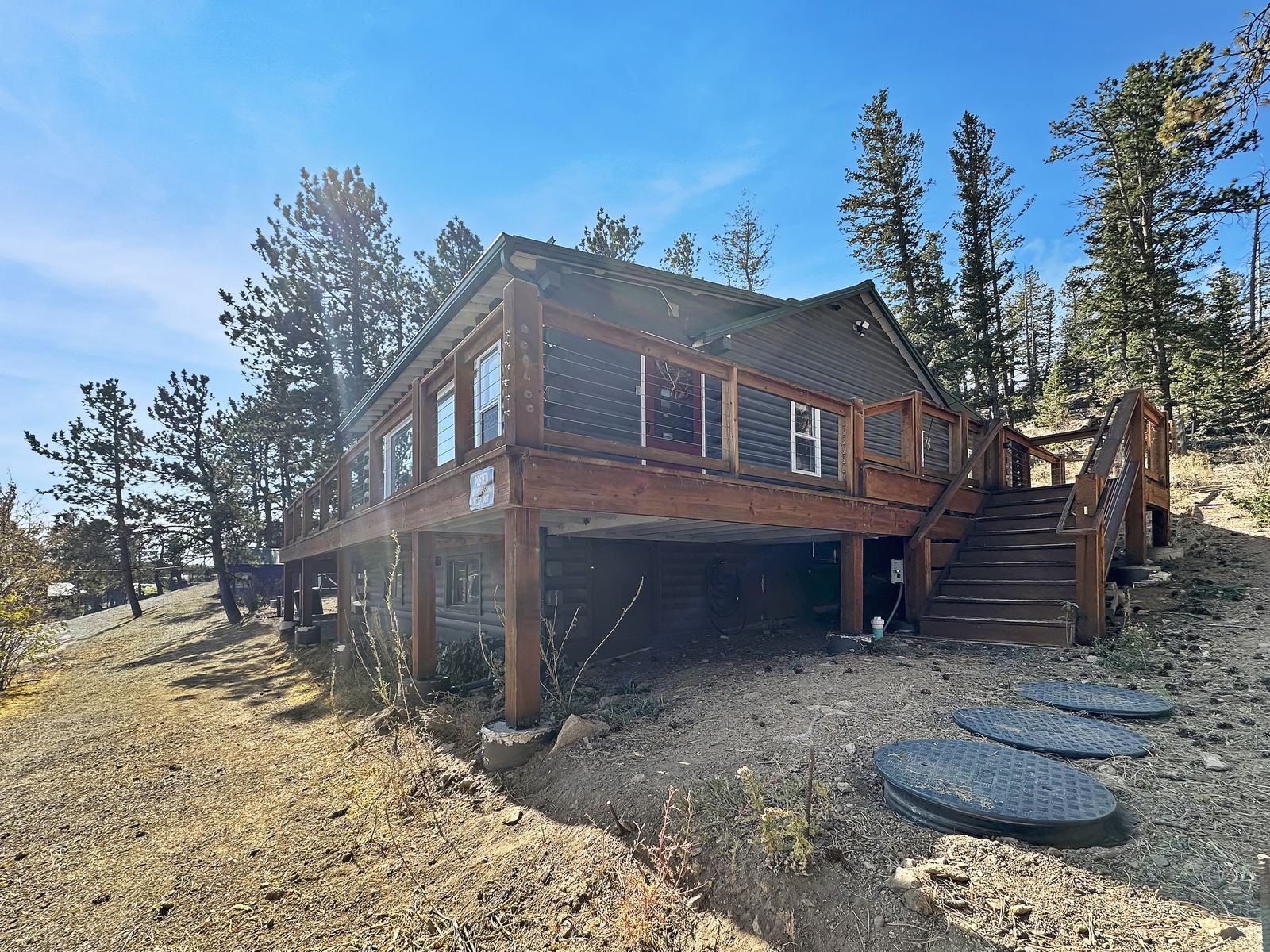 A log home tucked into the pines at Red Feather Lakes